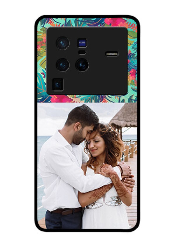Vivo X80 Pro 5G Photo Printing on Glass Case - Watercolor Floral Design