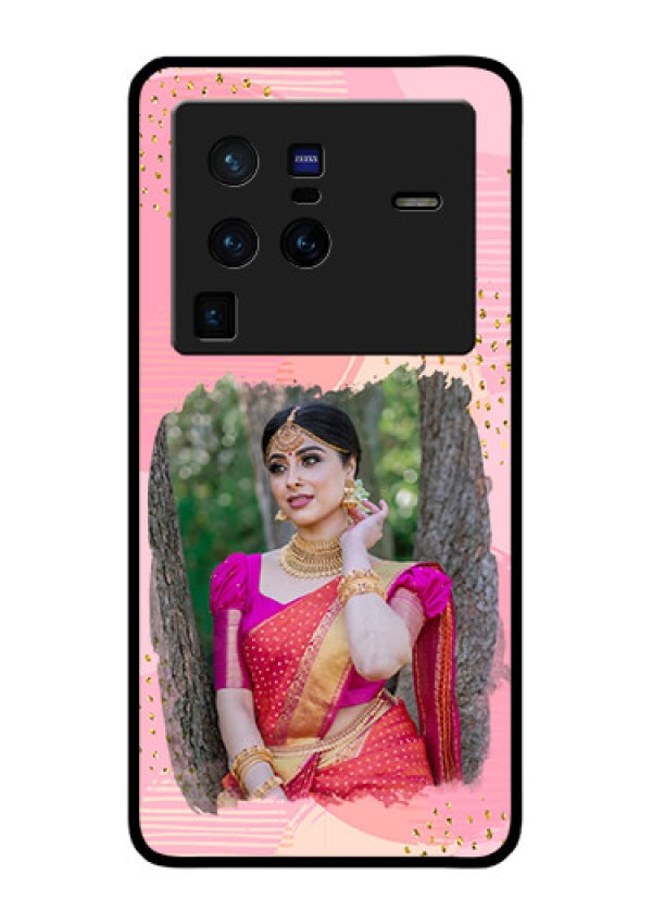 Vivo X80 Pro 5G Personalized Glass Phone Case - Gold Glitter Splash Design
