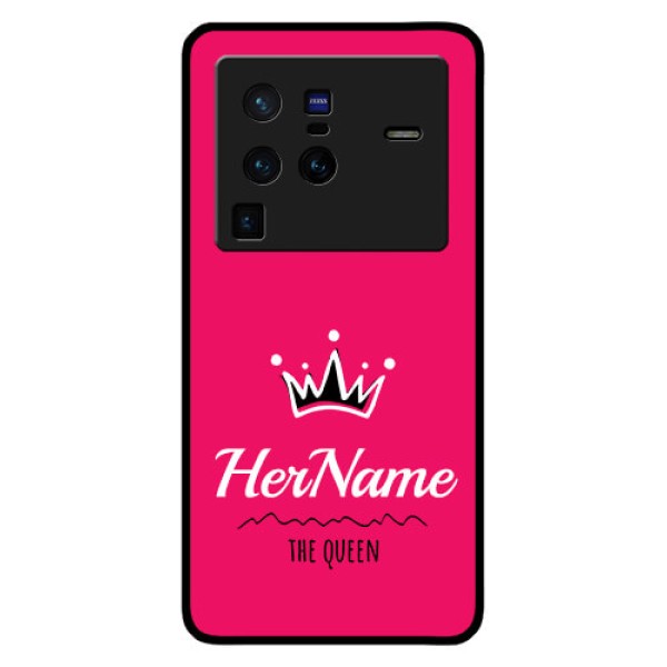 Vivo X80 Pro 5G Glass Phone Case Queen with Name Vivo X80 Pro 5G Glass Phone Case Queen with Name