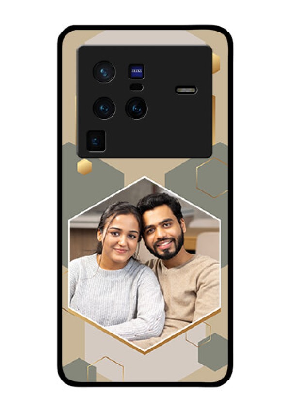 Vivo X80 Pro 5G Photo Printing on Glass Case - Stylish Hexagon Pattern Design