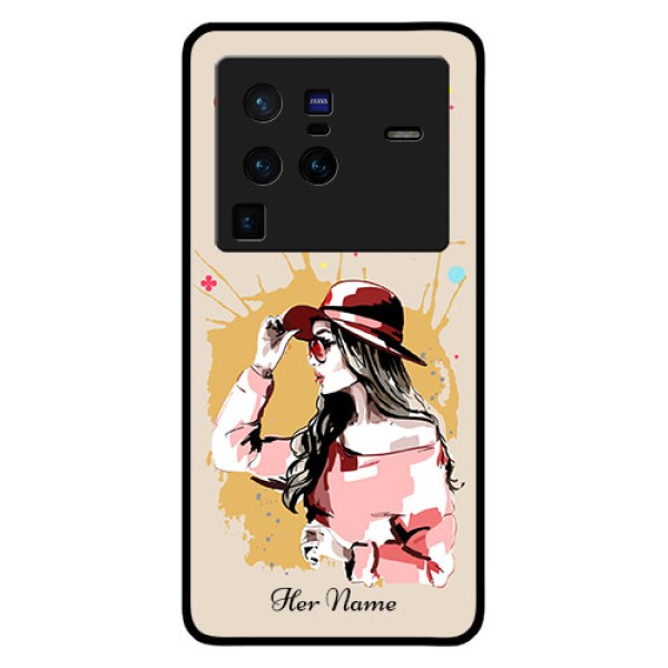 Vivo X80 Pro 5G Photo Printing on Glass Case - Women with pink hat Design