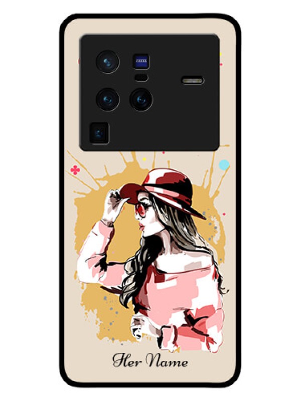 Custom Vivo X80 Pro 5G Photo Printing on Glass Case - Women with pink hat Design