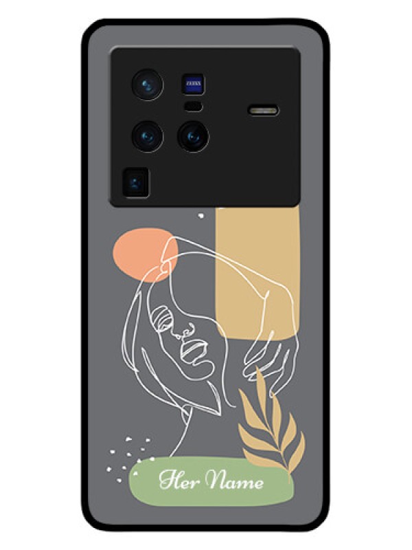 Custom Vivo X80 Pro 5G Custom Glass Phone Case - Gazing Woman line art Design