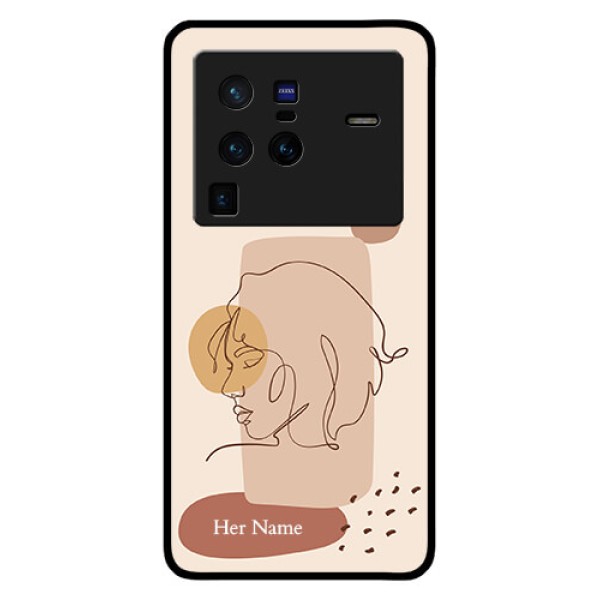 Vivo X80 Pro 5G Photo Printing on Glass Case - Calm Woman line art Design
