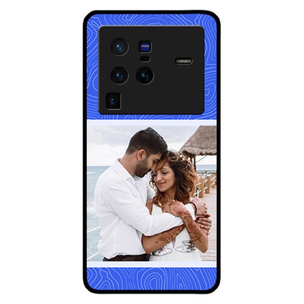 Vivo X80 Pro 5G Custom Glass Mobile Case - Curved line art with blue and white Design Vivo X80 Pro 5G Custom Glass Mobile Case - Curved line art with blue and white Design