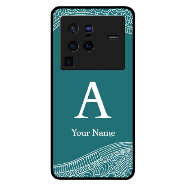 Vivo X80 Pro 5G Personalized Glass Phone Case - line art pattern with custom name Design Vivo X80 Pro 5G Personalized Glass Phone Case - line art pattern with custom name Design