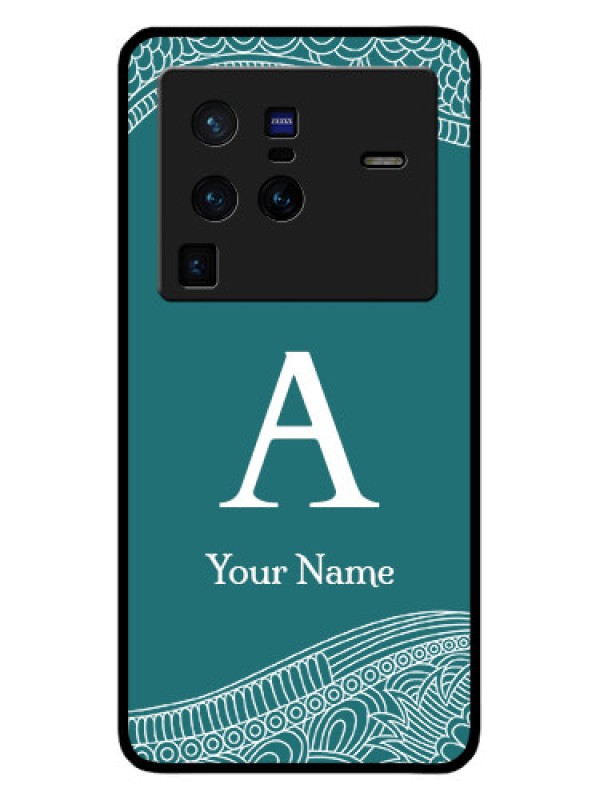 Custom Vivo X80 Pro 5G Personalized Glass Phone Case - line art pattern with custom name Design