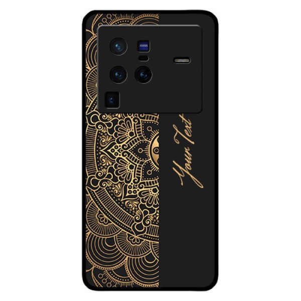 Vivo X80 Pro 5G Photo Printing on Glass Case - Mandala art with custom text Design