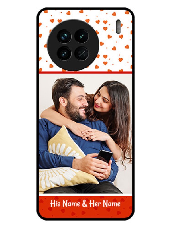 Custom Vivo X90 5G Custom Glass Phone Case - Orange Love Symbol Design