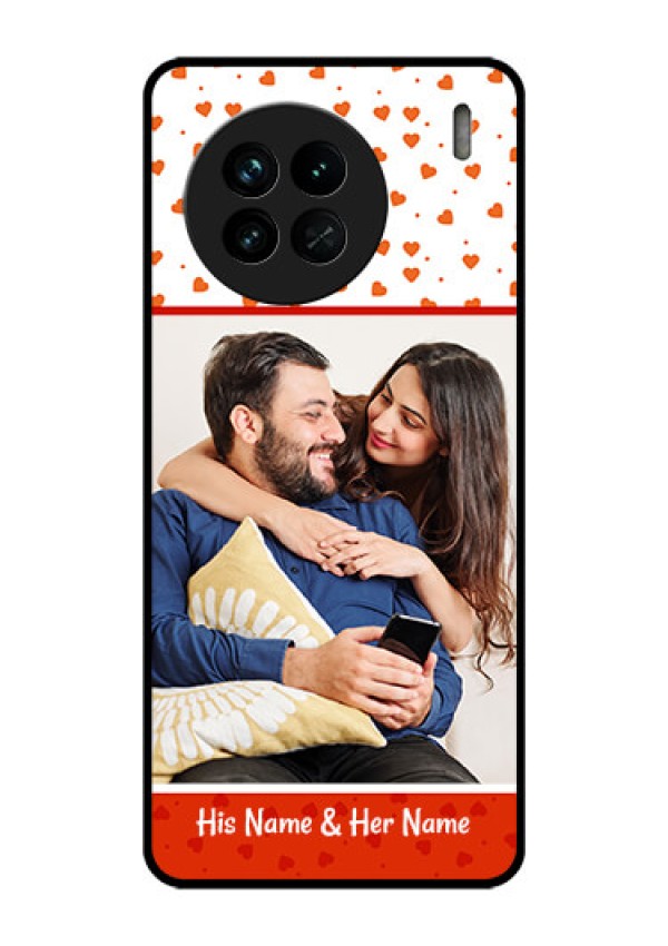 Vivo X90 5G Custom Glass Phone Case - Orange Love Symbol Design