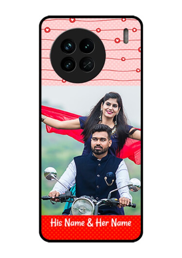 Vivo X90 5G Personalized Glass Phone Case - Red Pattern Case Design
