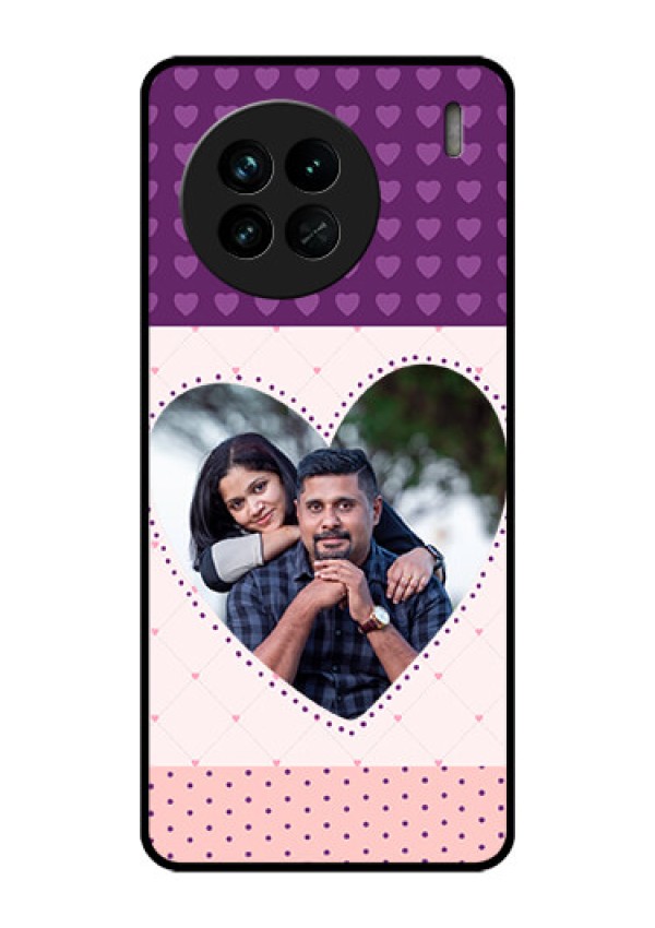 Vivo X90 5G Custom Glass Phone Case - Violet Love Dots Design