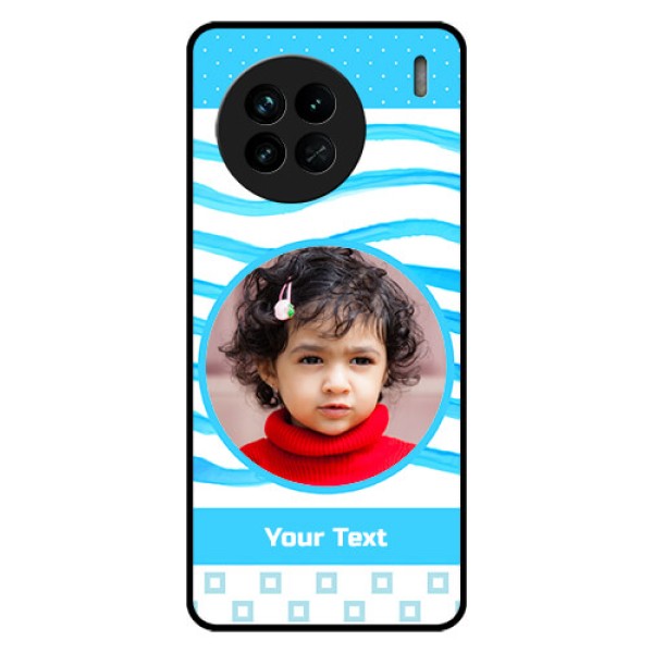 Vivo X90 5G Custom Glass Phone Case - Simple Blue Case Design