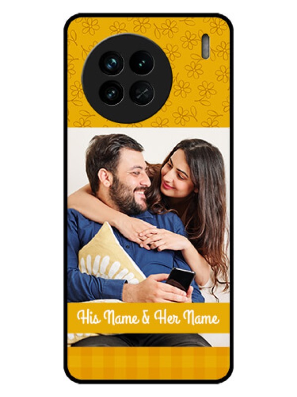 Custom Vivo X90 5G Custom Glass Mobile Case - Yellow Floral Design