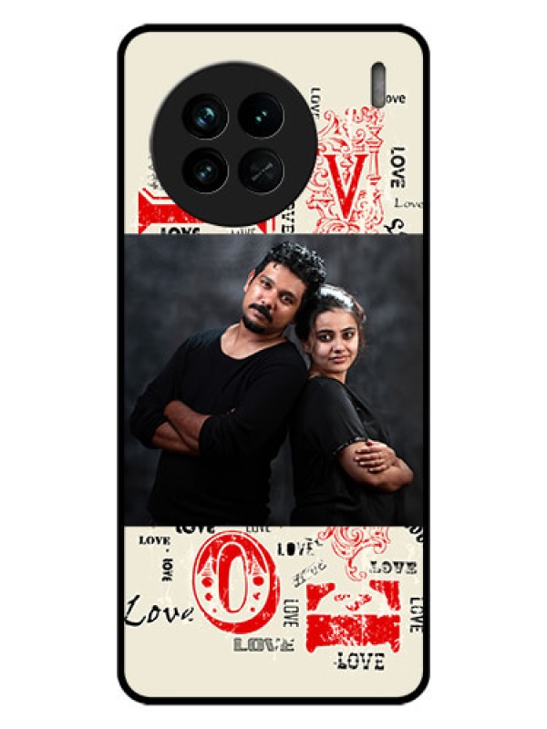 Custom Vivo X90 5G Photo Printing on Glass Case - Trendy Love Design Case