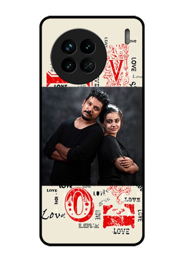 Vivo X90 5G Photo Printing on Glass Case - Trendy Love Design Case