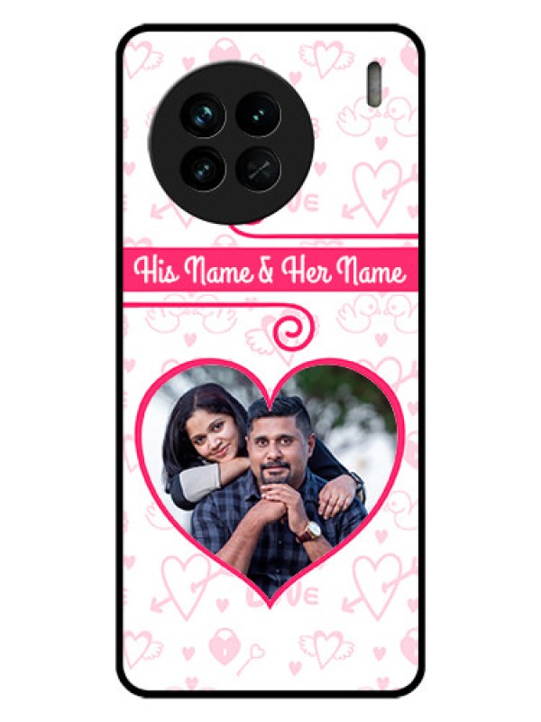 Custom Vivo X90 5G Personalized Glass Phone Case - Heart Shape Love Design