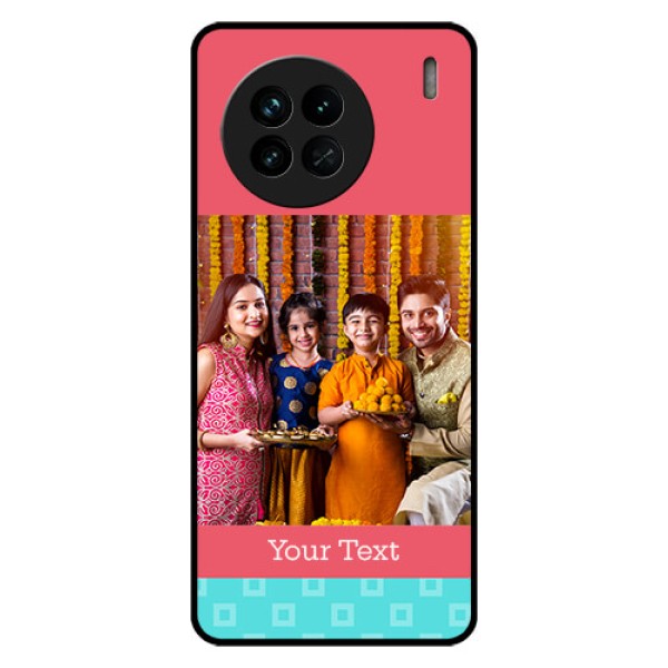 Vivo X90 5G Personalized Glass Phone Case - Peach & Blue Color Design