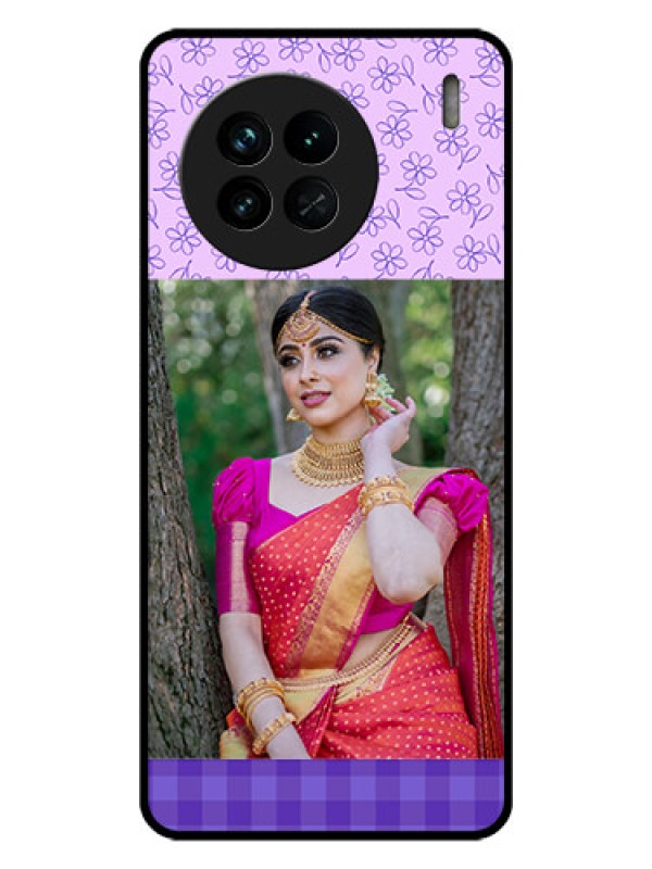 Custom Vivo X90 5G Custom Glass Phone Case - Purple Floral Design