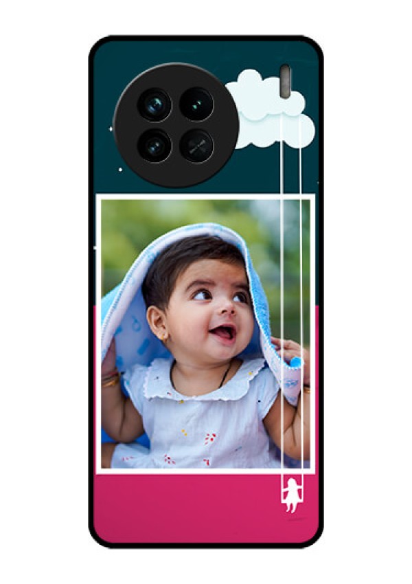 Vivo X90 5G Custom Glass Phone Case - Cute Girl with Cloud Design