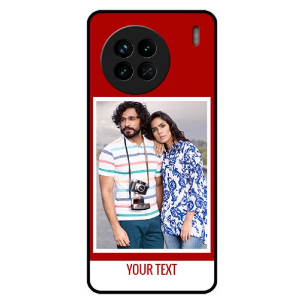 Vivo X90 5G Personalized Glass Phone Case - Simple Red Color Design
