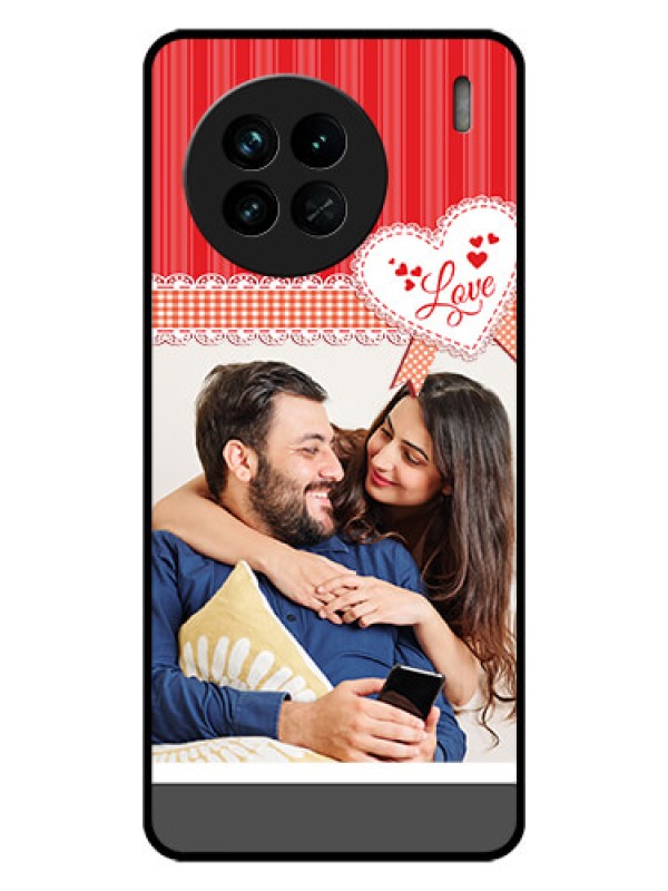 Custom Vivo X90 5G Custom Glass Mobile Case - Red Love Pattern Design
