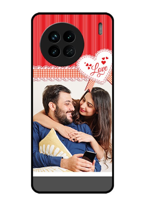 Vivo X90 5G Custom Glass Mobile Case - Red Love Pattern Design