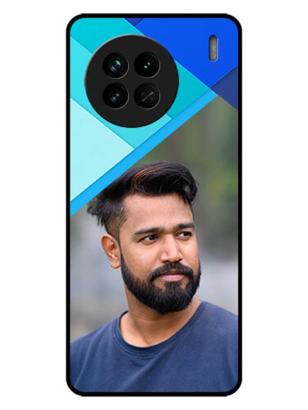 Custom Vivo X90 5G Custom Glass Phone Case - Blue Pattern Design