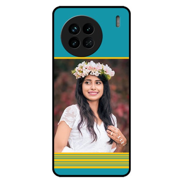 Vivo X90 5G Custom Glass Phone Case - Yellow & Blue Design