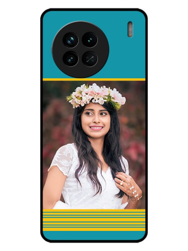 Custom Vivo X90 5G Custom Glass Phone Case - Yellow & Blue Design