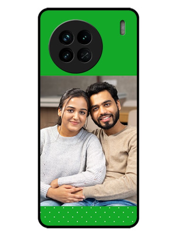 Custom Vivo X90 5G Personalized Glass Phone Case - Green Pattern Design