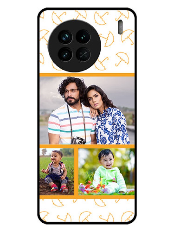 Custom Vivo X90 5G Custom Glass Mobile Case - Yellow Pattern Design