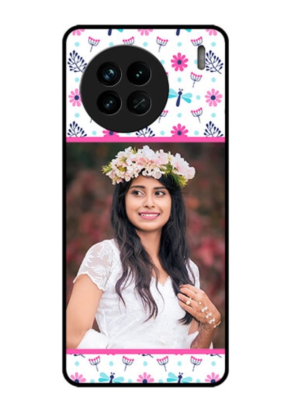 Vivo X90 5G Photo Printing on Glass Case - Colorful Flower Design