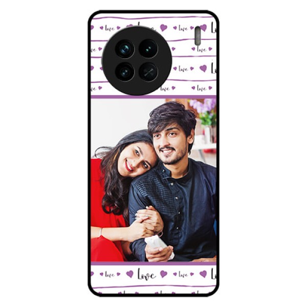 Vivo X90 5G Custom Glass Mobile Case - Couples Heart Design