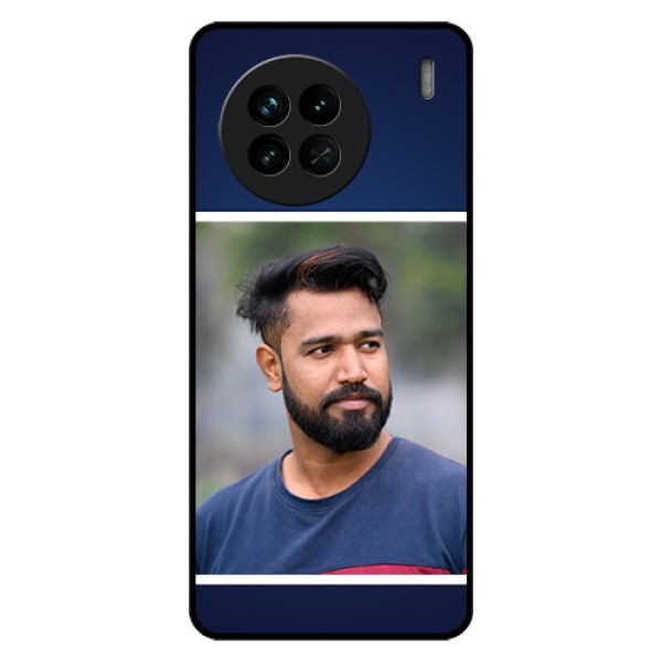 Vivo X90 5G Personalized Glass Phone Case - Simple Royal Blue Design