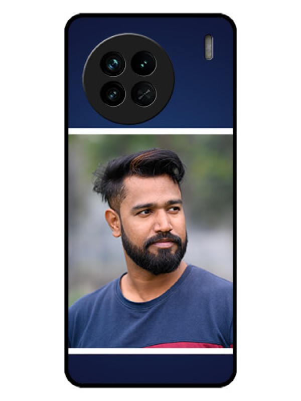 Custom Vivo X90 5G Personalized Glass Phone Case - Simple Royal Blue Design