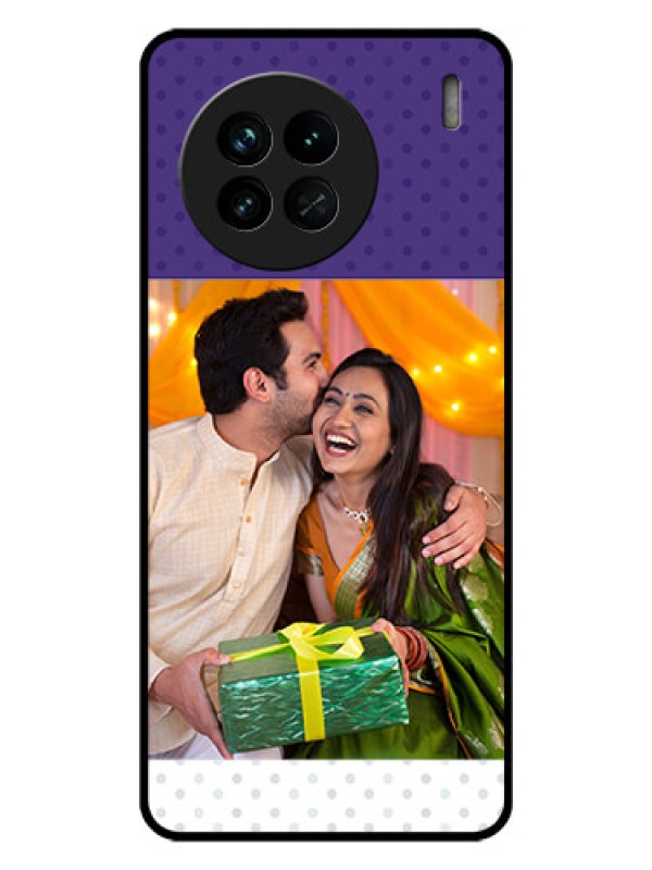 Custom Vivo X90 5G Personalized Glass Phone Case - Violet Pattern Design