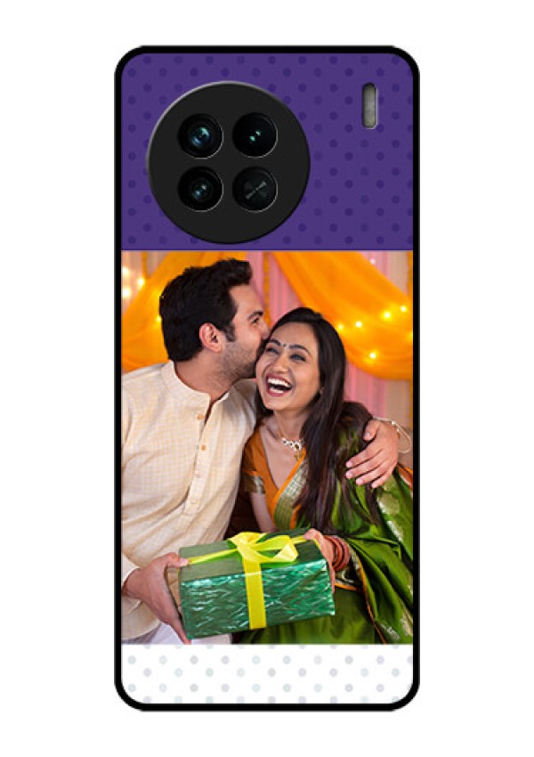 Vivo X90 5G Personalized Glass Phone Case - Violet Pattern Design