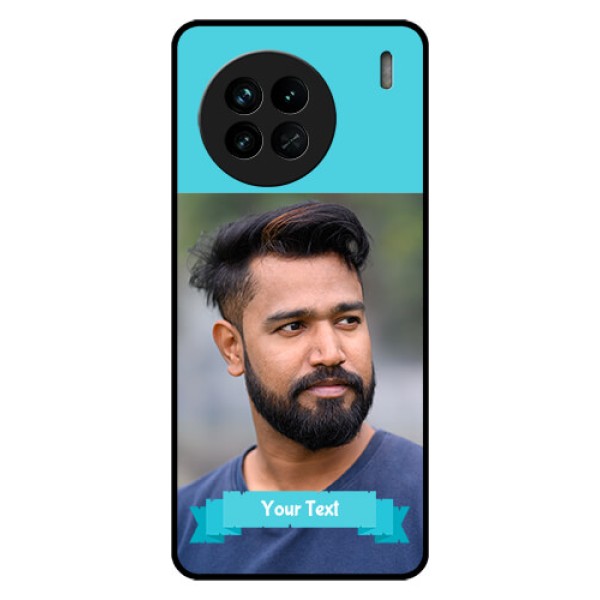 Vivo X90 5G Personalized Glass Phone Case - Simple Blue Color Design