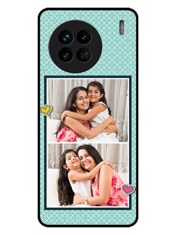 Custom Vivo X90 5G Custom Glass Phone Case - 2 Image Holder with Pattern Design