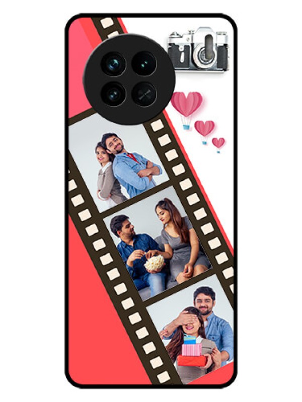 Custom Vivo X90 5G Personalized Glass Phone Case - 3 Image Holder with Film Reel