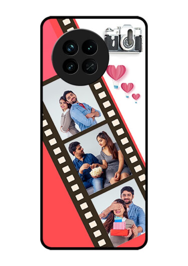 Vivo X90 5G Personalized Glass Phone Case - 3 Image Holder with Film Reel