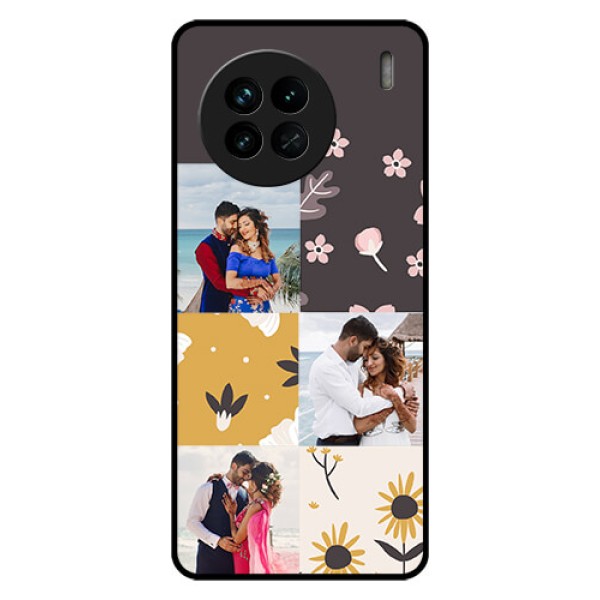 Vivo X90 5G Photo Printing on Glass Case - 3 Images with Floral Design Vivo X90 5G Photo Printing on Glass Case - 3 Images with Floral Design