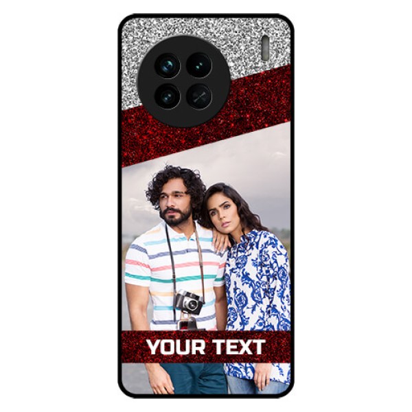 Vivo X90 5G Personalized Glass Phone Case - Image Holder with Glitter Strip Design Vivo X90 5G Personalized Glass Phone Case - Image Holder with Glitter Strip Design
