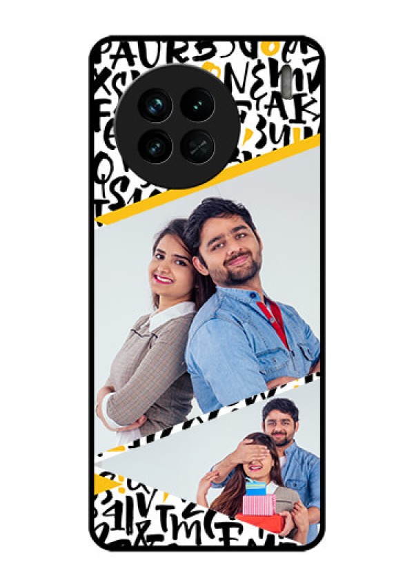 Vivo X90 5G Custom Glass Mobile Case - Letters Pattern Design