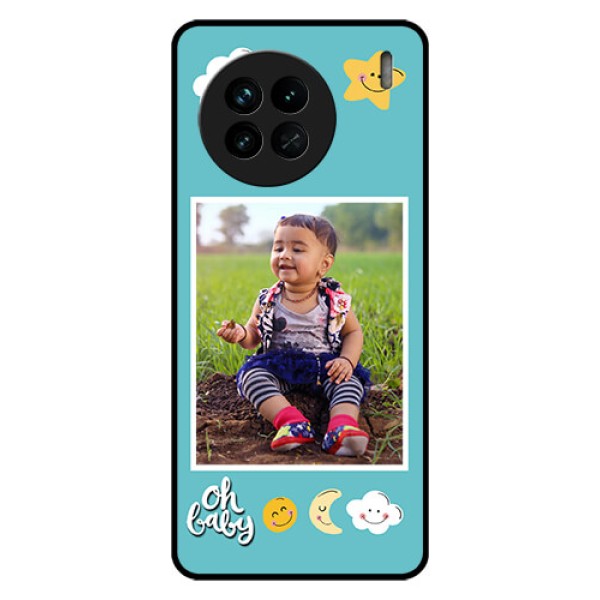 Vivo X90 5G Personalized Glass Phone Case - Smiley Kids Stars Design