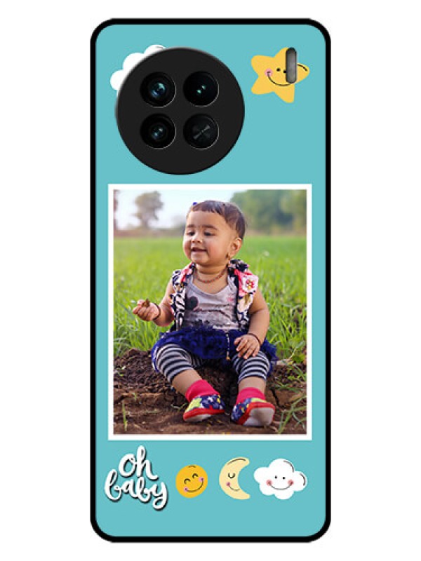 Custom Vivo X90 5G Personalized Glass Phone Case - Smiley Kids Stars Design