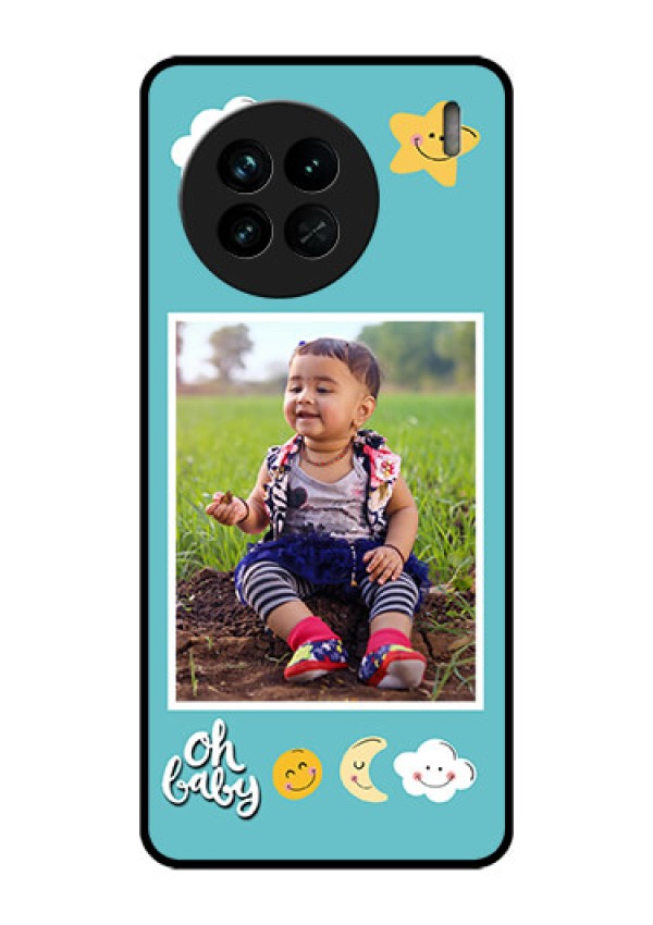 Vivo X90 5G Personalized Glass Phone Case - Smiley Kids Stars Design