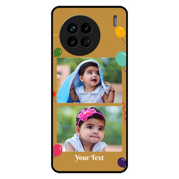 Vivo X90 5G Personalized Glass Phone Case - Image Holder with Birthday Celebrations Design
