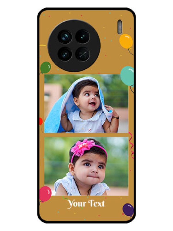 Custom Vivo X90 5G Personalized Glass Phone Case - Image Holder with Birthday Celebrations Design